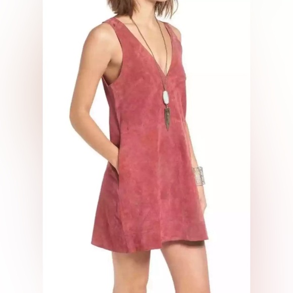 Free People Women's Retro Love Suede Mini Dress Maroon - Picture 3 of 5